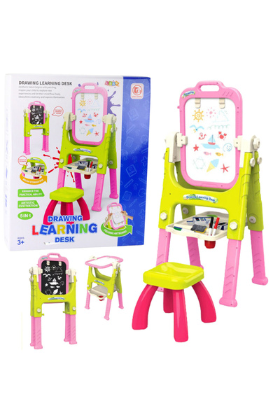 LEAN Masă educativă 5-în-1 cu scaun, accesorii multifuncționale, roz