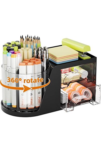 Marbrasse Desk Organiser,360-Degree Rotating Pen Holder,Desk Organisers Acces...