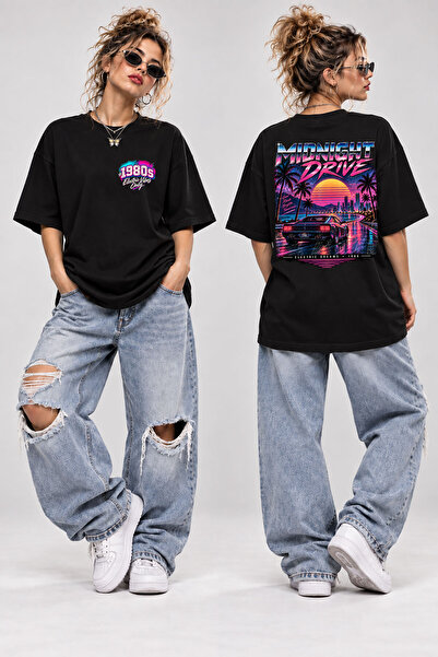 remonz Μπλουζάκι με στάμπα Midnight Drive της δεκαετίας του 1980, Unisex, ρετ...