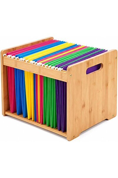 GENERAL Lontay Bamboo Hanging File Organizer, Letter Size Office File Organiz...