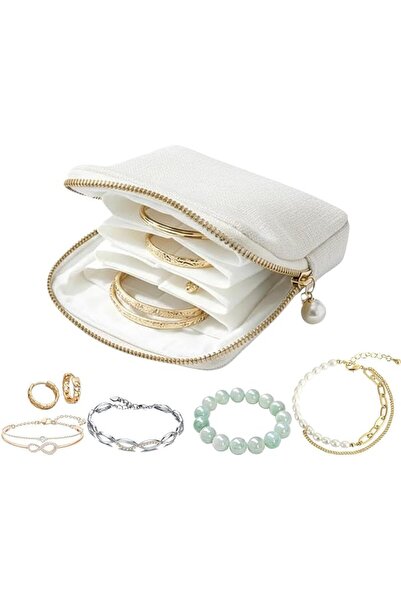 Generic Travel Jewelry Case Organizer Portable Multi-Compartment Zipper Pouch