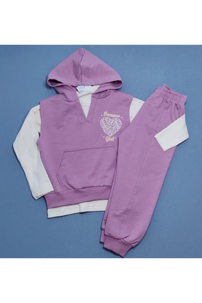 Beray Bebe Girls' 3-Piece Set - Hooded Pocket Sweatshirt, Long Sleeve T-Shirt, and Sweatpants (Ages 2-6)