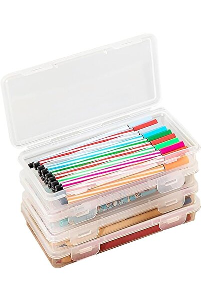 GENERAL Pack of 4 Pencil Box, Stackable Storage Boxes, Suitable for Pens, Off...