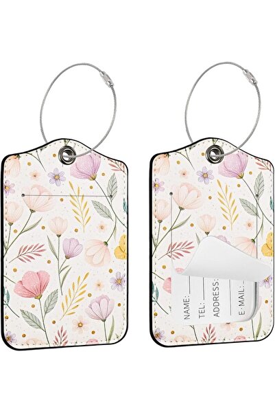 GENERAL Seorsok 2Pcs Luggage Travel Tags for Suitcases,Cute Flowers Leather N...