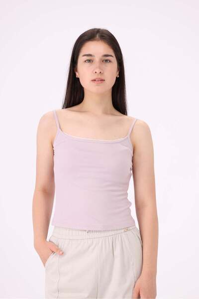 Livia Women's Plain Ribbed Lace Strappy Top