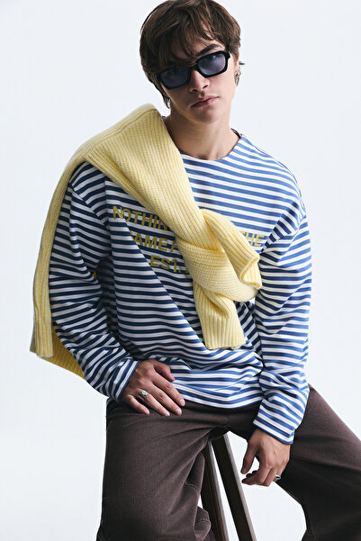 VAMOSCLO Oversize Striped Sweatshirt