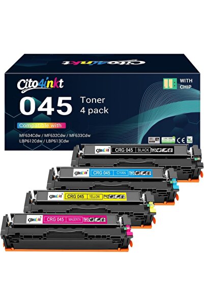Canon 045 TONER mf632cdw MF634Cdw MF632Cdw MF633Cdw LBP612Cdw LBP613Cdw MF630C LBP610, 4 Pack (BCMY)