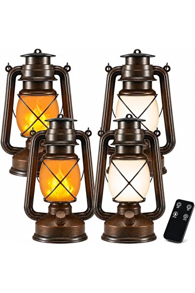 GENERAL Battery Powered Vintage LED Lanterns 4 Pack with Remote Control, 2 Li...