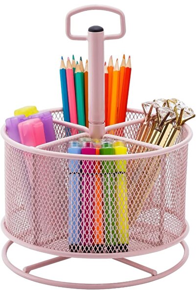 Marbrasse Mesh Desk Organizer, 360-Degree Rotating Multi-Functional Pen Holde...