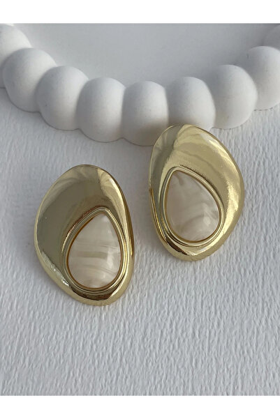 Luparadis Special Series Cream Bone Drop Detail Gold Earrings