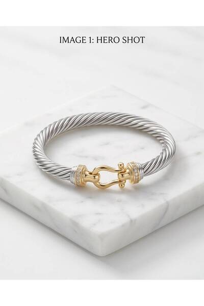 SE Jewellery Collection Selin Ersoy Çelik Burgulu Kelepçe Bileklik – Gold Kil...