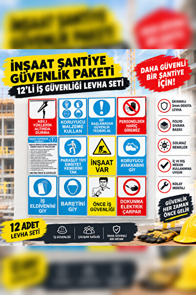 Adabilsa İnşaat Şantiye Güvenlik Paketi - 25x35 cm 12’li İş Sağlığı Ve Güvenl...