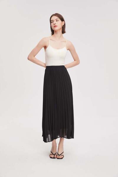 Livia Women's Midi Plain Pleated Skirt
