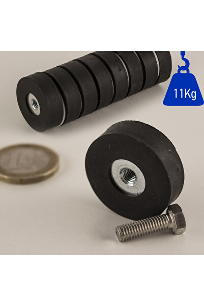 Magnitech Μαγνήτης με λαστιχένια βάση Φ29x8mm με εσωτερικό σπείρωμα M5 Νεοδυμ...
