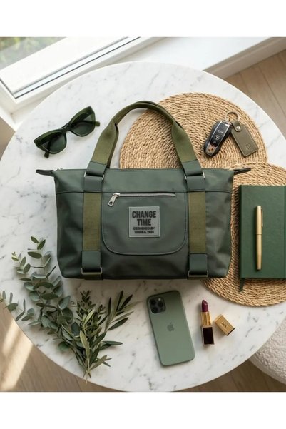 Eldenör Khaki Parachute Fabric Large Shoulder Bag CANEDR08