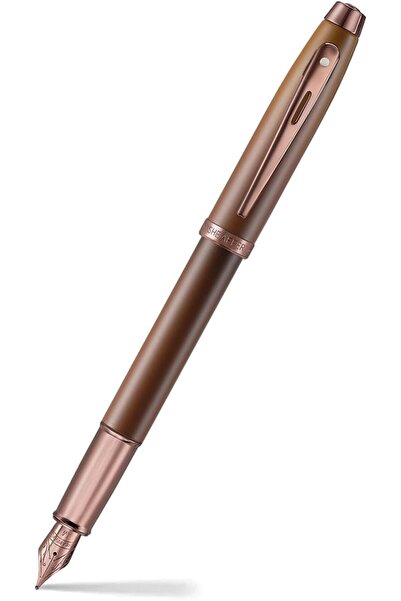 Sheaffer قلم حبر بني غير لامع مع حواف بني ملكي مطلية بتقنية PVD من 100 9374 -...