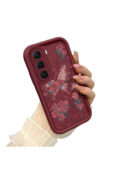 CHICASELUX حافظة إنفينيكس هوت 60 5G المتوافقة مع تصميم فراشة الورد، بنمط خطوط...