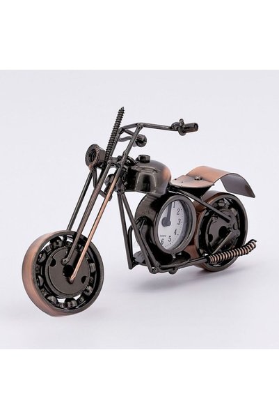 Çılgıntrend Kişiye Özel Metal Motosiklet Tasarımlı Analog Masa Saati - Dekoratif Motorcu Masa Süsü