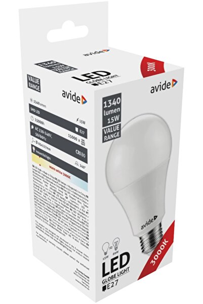 Avide LED Κοινό 15W E27 Θερμό 3000K