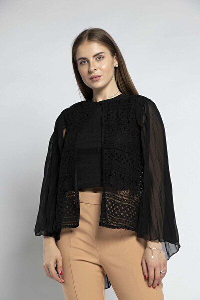 Nichii Relaxed Fit Chiffon Cardigan with Long Sleeves