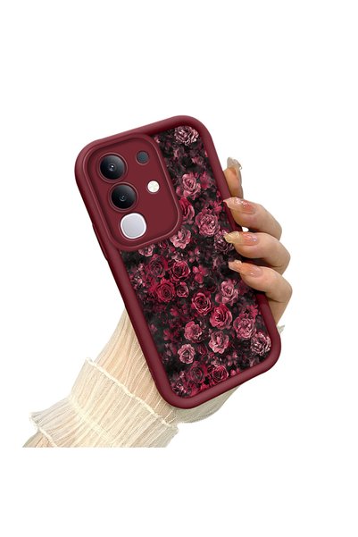 CHICASELUX حافظة مطبوعة باللون الأحمر على خلفية داكنة متوافقة مع Vivo Y29 4G،...
