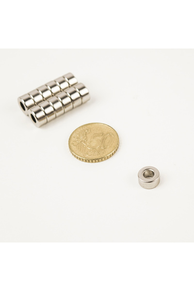 Magnitech Μαγνήτης Νεοδυμίου Ροδελοειδής Φ10x5x5mm με Διαμετρική Οπή, Δύναμη ...