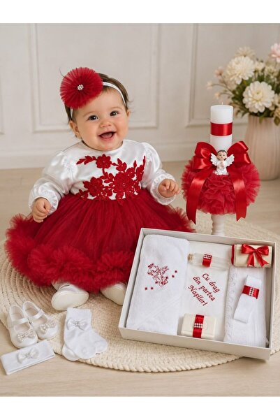 Botez cu Alina Set complet botez fetita Evelyn cu volane – rosu cu tematica i...