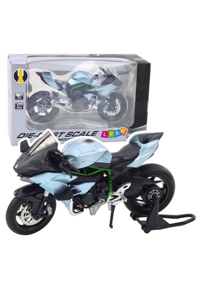 LEAN Motocicletă sport, metal, lumini, sunete, argintiu, 1:12