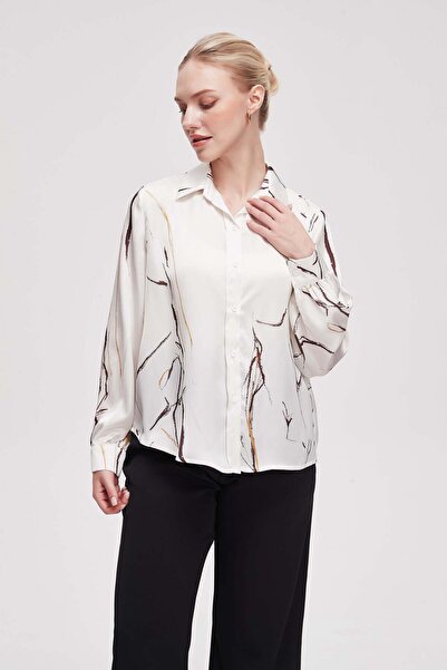 Livia Women's Mid-Length Patterned Long-Sleeve Shirt