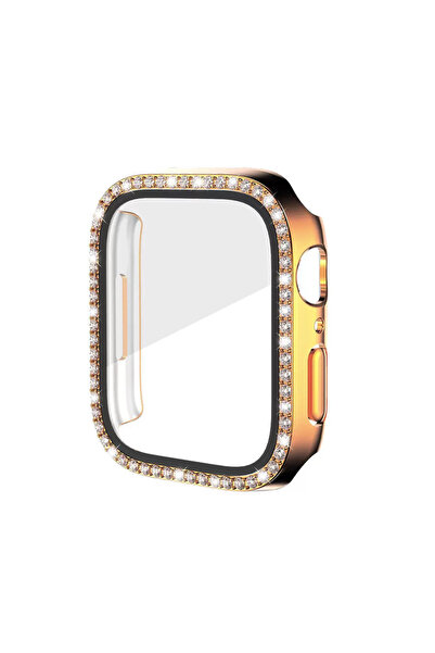 Nezih Case Apple Watch Seri 12 42mm Uyumlu Diamond Taşlı Tasarım Kasa ve Ekra...