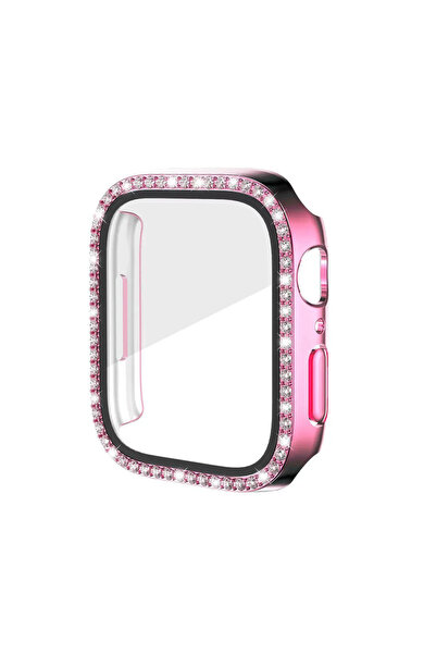 Nezih Case Apple Watch Seri 12 42mm Uyumlu Diamond Taşlı Tasarım Kasa ve Ekra...