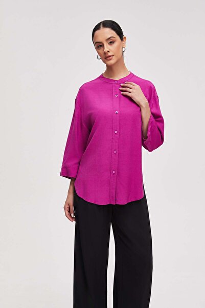 Livia Women's Plain Three-Quarter-Sleeve Button-Front Shirt