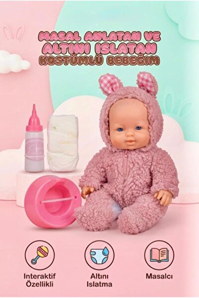 Tıfıl Toys Masal Anlatan ve Altını Islatan Kostümlü Bebek Kafası Kolları Et 3...