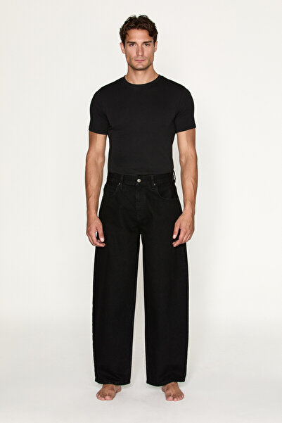 GRIMELANGE Neshie Men's Balloon Fit Jean Black Trousers