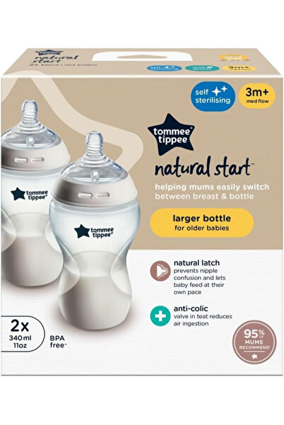 tommee tippee Natural Start Anti-Colic Plastic Baby Bottle Medium Flow 3m+ 34...