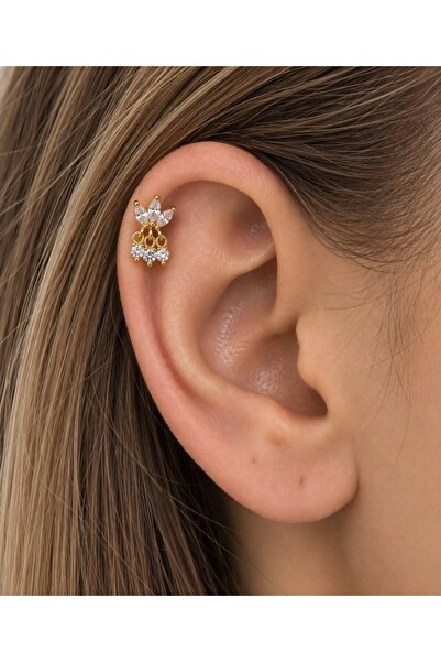 Arescollection CERRAHİ ÇELİK TRAGUS HELİX CONCH LOBE FLAT UYUMLU PİERCİNG