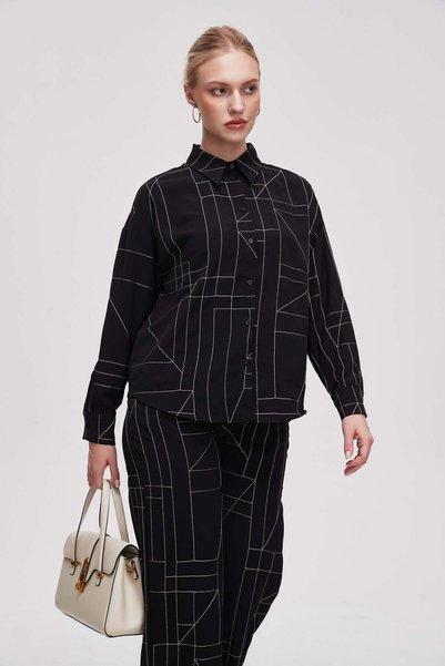Livia Women's Longline Patterned Long-Sleeve Shirt
