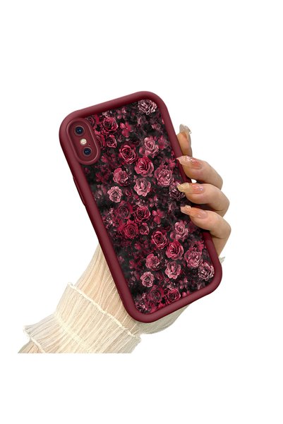 CHICASELUX حافظة مطبوعة عليها وردة حمراء ذات خلفية داكنة متوافقة مع iPhone X/...