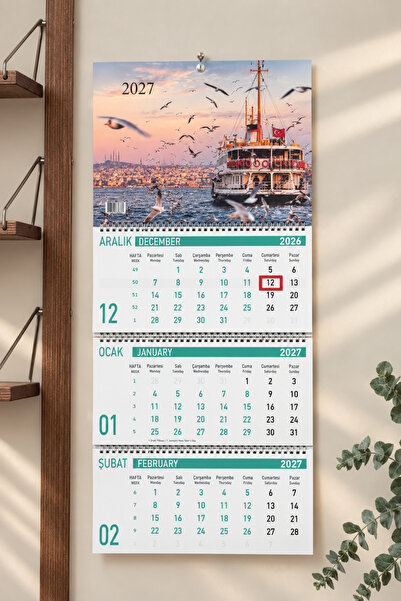 2027 Manzara Gemici Takvimi – Duvar Takvimi - 33X24cm