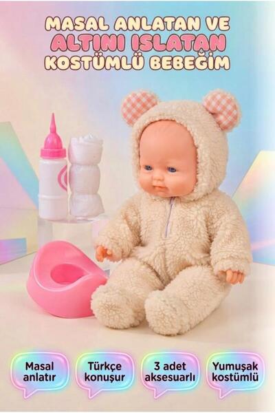 Tıfıl Toys Masal Anlatan ve Altını Islatan Kostümlü Bebek Kafası Kolları Et 3...
