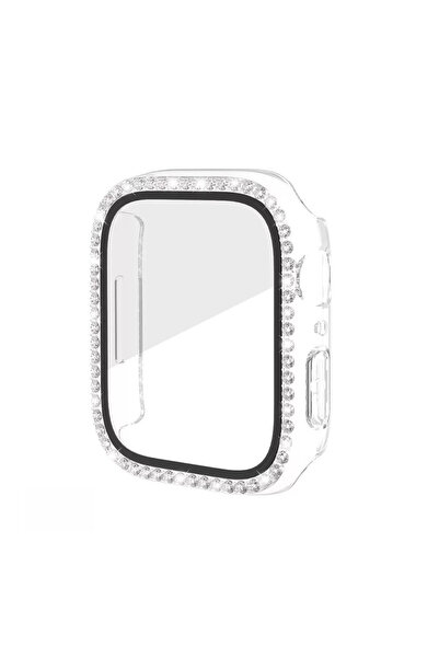 Nezih Case Apple Watch Seri 12 42mm Uyumlu Diamond Taşlı Tasarım Kasa ve Ekra...