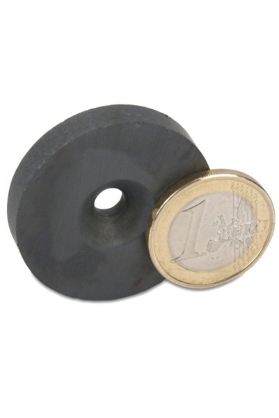 Magnitech Μαγνήτης Φ35.5x6.5x5.5mm με χωνευτή οπή, φερρίτης, δύναμη έλξης 1.7kg