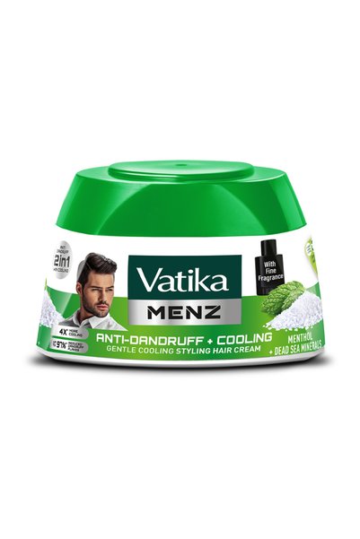 Vatika Menz Anti Dandruff Cooling Styling Hair Cream with Menthol and Dead Se...