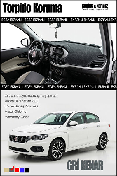 Fiat Egea Easy Torpido Koruma Halısı Egea Sedan Kasa EKRANSIZ Modellere Tam Uyumlu GRİ Kenar