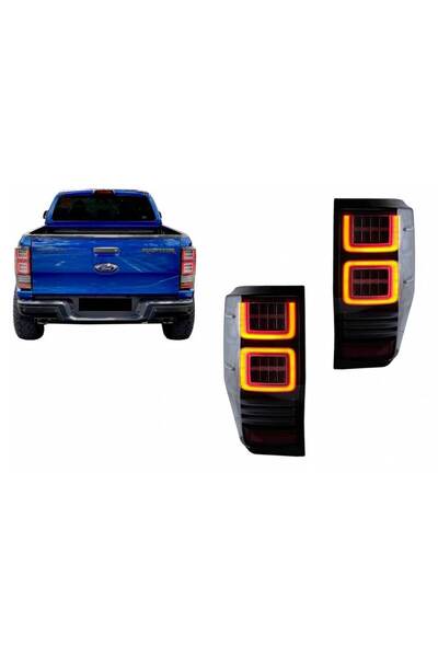 VLAND Σετ Πίσω Φώτων για Ford Ranger 12-18 Μπάρα LED Δυναμικό Μαύρο Full LED ...