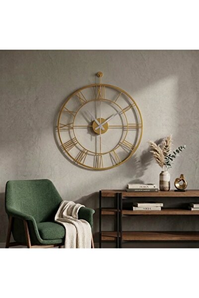 Modern Metal Duvar Saati Romen Rakamlı Sessiz Akar Mekanizma Lazer Kesim Dekoratif Salon Saati 40CM