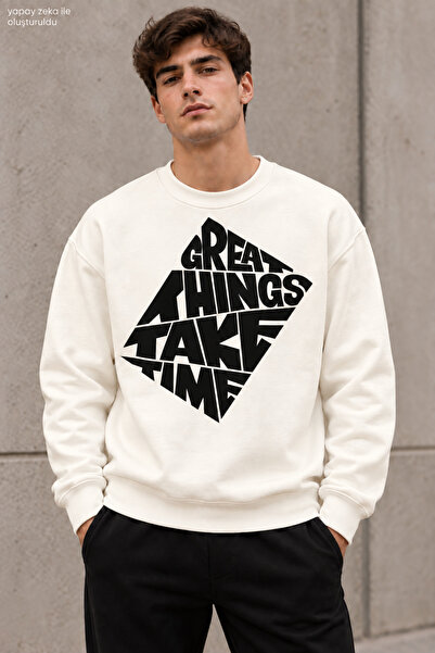 caddekombin Men's Black Geometric Lettering Printed Crew Neck Casual Regular ...