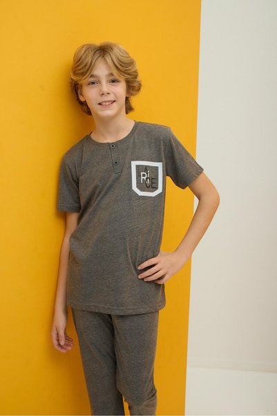 Generic Brand Boy's Pajama Set Cotton and Lycra (5-12 Years) |   Gray T-Shirt...