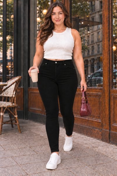 ELONİ Women's Plus Size Narrow Leg Stretchy Slim Fit Comfortable Fit Jeans 42-56