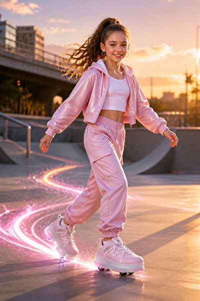 Kinetix LV-9782 Anatomik Kız Çocuk Tak Çıkar Tekerlekli Sneaker Aklıllı Bağcı...